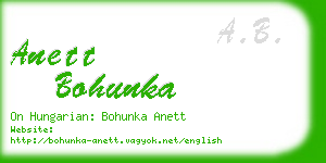 anett bohunka business card